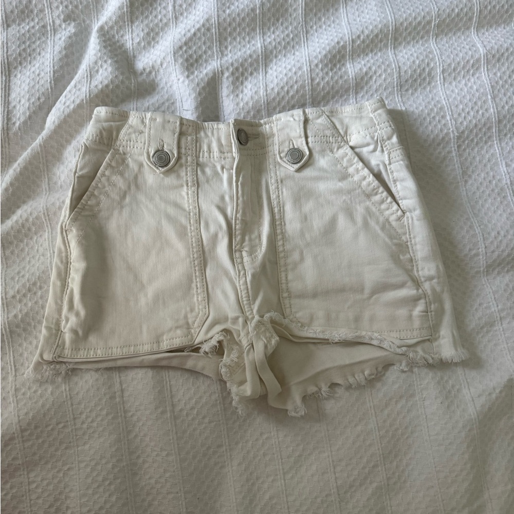 So white jean shorts - high rise utility shorts